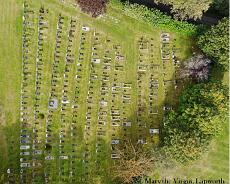 New Graveyard photo 2 Aerial photo on new graveyard annotated with grave numbers